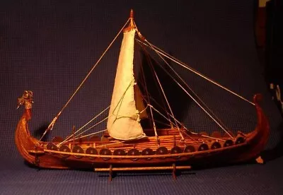 Viking Sailboat Drakkar Dragon Sailing Boat Unassembled Wooden Model Ship Kit • $119.99