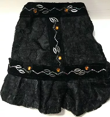 Pre-owned Xxs Zack & Zoey Black W/orange/silver Sequins Dog Dress • $6