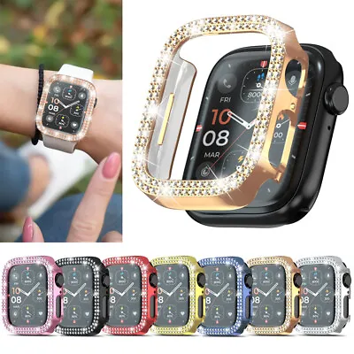 $10.99 • Buy For Apple Watch Series 8 7 SE 6 5 4 3 Bling Double Row Diamond Bumper Case Cover