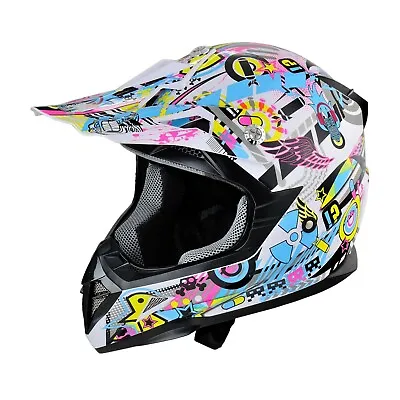 TDR Pink Graffiti Racing Helmet - MX Motocross Dirt Bike Off-Road ATV Adult • $84.95