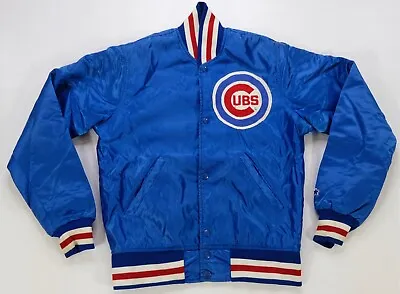 Rare Vintage STARTER Chicago Cubs Baseball Satin Button Front Jacket 80s 90s S • $79.99