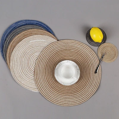 £5.51 • Buy Round Woven Placemat Dish Cafe Mug Cup Table Mat Decor Heat Resistant Non-slip
