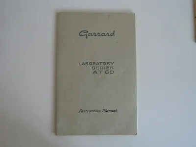 Garrard AT 60 Turntable Ownwers Manual With Mounting Template *free Postage* • $18