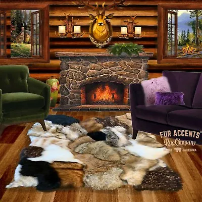 $399.99 • Buy Plush Faux Fur Tan Golden Brown Wolf, Bear Rug, Ultra Suede Lining, Fur Accents