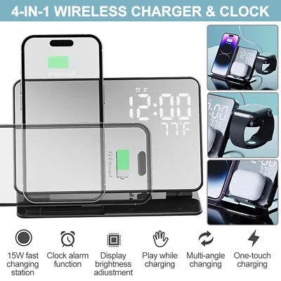 4 In 1 Wireless Charger Dock Charging Station For Apple Watch IPhone 14 13 12 • £24.39