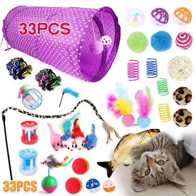 33 Items Lovely Cat Kitten Toy Bulk Buy Pet Toys Rod Fur Mice Bells Balls Catnip • $14.09