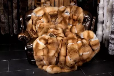 1355 Canadian Redfox Fur Blanket Genuine Pelt Throw Real Fur Cover Pelt Blanket • $2982.74