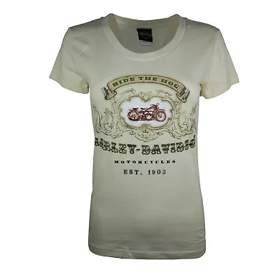 Ladies Harley Davidson New RIDE THE HOG Cotton Body Fit Tops T Shirts 26 • £5.99