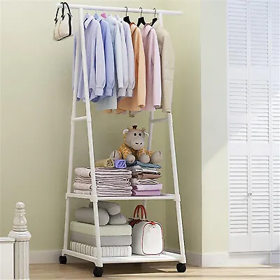 Heavy Duty Clothing Rack Rolling Collapsible Clothes Garment Rack Stand W/Wheels • $23.50