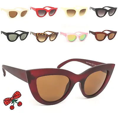 Women's Rockabilly Vintage Cat Eye Sunglasses Retro 50's 60's Pin Up Pointy Tip • £8.49