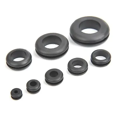 100 Pack Assorted Wiring Grommets Open Rubber Grommet Cable Electrical Wire • £13.29