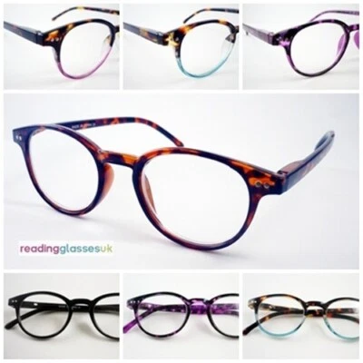 £5.99 • Buy Womens Vintage Round Style READING GLASSES Retro Oval Spring Hinges 5 X Colours