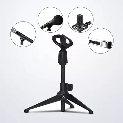 Lightweight Bracket Microphone Triangular Stand Desk Top Clip Holder Table Mic • £5.73