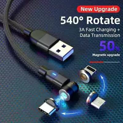   3A Magnetic Fast Charging Charging & Data Sync  Type-C Micro USB IOS 360+180°  • $2.99