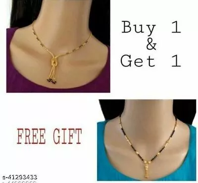 $15.69 • Buy Bollywood Gold Plated Indian Mangalsutra Black Beads Necklace Pendant Jewelry