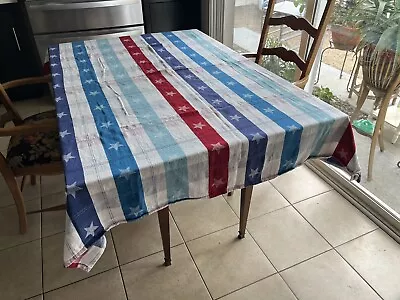 Vintage Tablecloth Stars & Stripes Patriotic Picnic Blanket 76 X 60” • $27