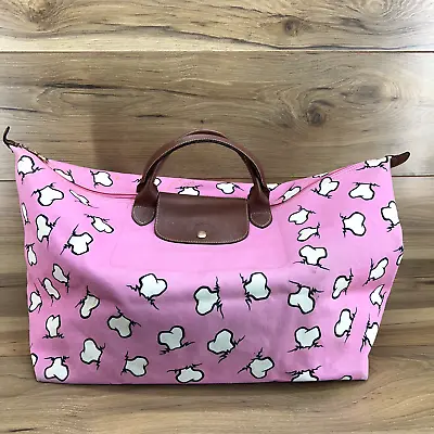 Longchamp Jeremy Scott XL Le Plaige Tote Travel Zip Bag Pink Bones France • $99.88