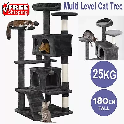 Pet Cat Tree Tower Scratching Post Scratcher Wood Condo Toys House Bed 180cm AU • $94.99