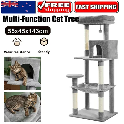 LONESSL Cat Tree Scratching Post Scratcher Tower Condo House Furniture Wood 143 • $67.90