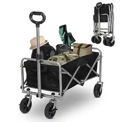 Wagon Folding Cart Collapsible Garden Beach Utility Outdoor Camping Sports Black • $45.99