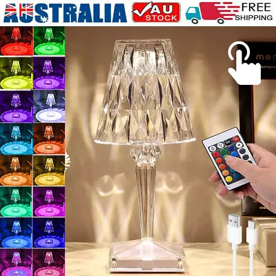 LED Diamond Table Lamp Acrylic RGB Crystal Night Light Cordless Touch Desk Lamp • $14.96