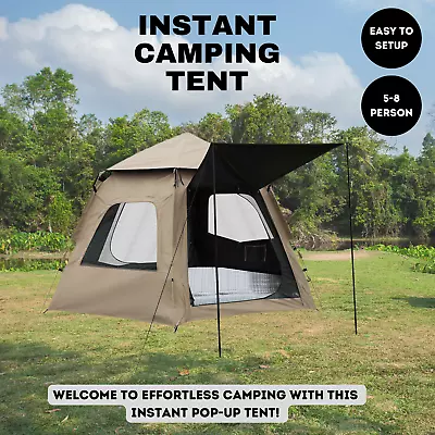 Instant Pop Up Tent Auto Camping Canopy Shelter 5-8 Person Ground Mat Carry Bag • $164.99