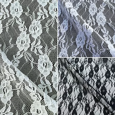 Spandex Lace Polyester Stretch Decorative Clothing Occasion Wear Fabric Material • £1.59