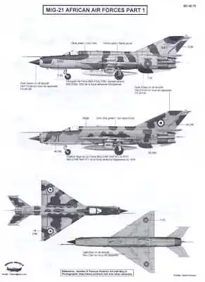 Berna Decals 1/48 MIKOYAN MiG-21 FISHBED Fighter African Air Forces Part 1 • $13.99