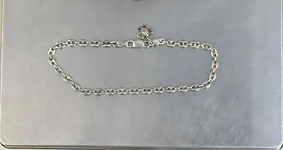 925 Silver Vintage Ankle Bracelet 9   Anchor Link 9 G  Save The Turtles Charm • $25.49