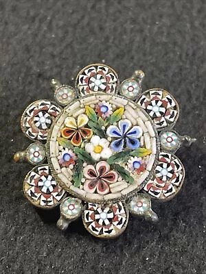 Antique Vintage Micro Mosaic Floral Pin Brooch • $42