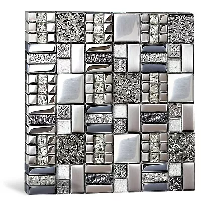 Glass Metallic Mosaic Tiles For Kitchen Backsplash Bathroom Wall Box Of 5 Sheets • $90.76