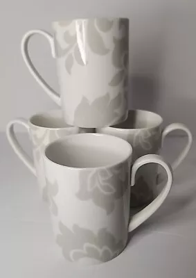 Set Of 4 Martha Stewart Lisbon Gray Grey Coffee Cup Mug Scroll Collection EUC • $20