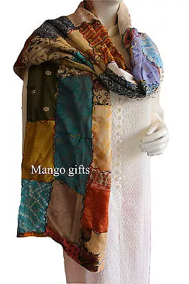 Handmade Indian Silk Fashion Scarves Gifts For Women Multi-Color Hot Scarf 1 Pcs • $21.50