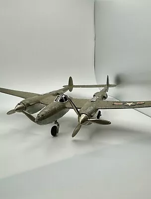 Vintage Hubley P-38 Lightning Airplane Metal Toy With Decal • $44.99