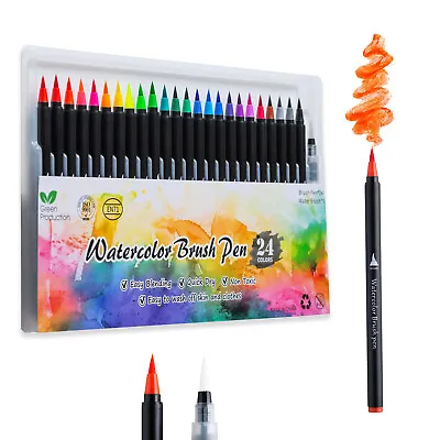 $26.99 • Buy Watercolor Brush Pens Vibrant Markers Pre-Filled Color Precision Soft NylonBrush