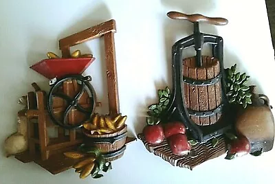 Vintage Homco 1978 Wall Placques (2) Cider Press And Corn Sheller • $1.99