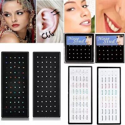 $2.67 • Buy Fashion Crystal Rhinestone Nose Ring Bone Stud Stainless Steel Body Piercing Lot