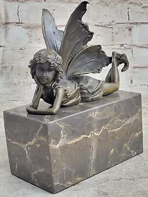 Bronze Children Fairy Girl Book End Bookends Hand Made Sculpture Figurine Statue • $139.65