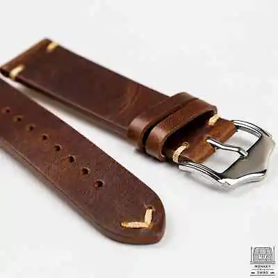 Vintage Rustic Leather Watch Strap Camel Tan Brown (1820 & 22mm) • $18.89
