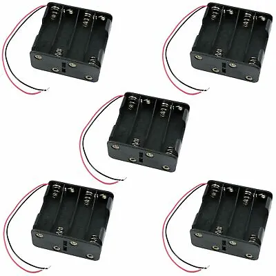5 X 8 AA Battery Holder Case Box W/ 150mm Wire Leads • £10.69