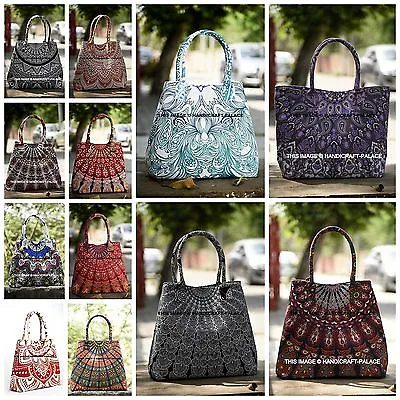 Mandala Tote Bag Handmade Handbag Indian Cotton Women Satchel Purse Lady Bag  • $38.49