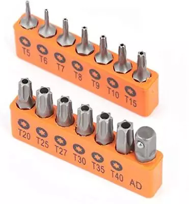 14piece Tamper Resistant Star Bits S2 Alloy Steel T5 T40 Security Torx Bit Set.  • $11.35