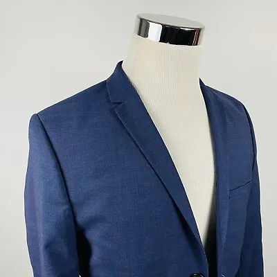 NWT H&M Mens 40R Super Skinny Fit Sport Coat Blue Poly Blend Two Button Vented • $50
