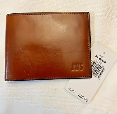 Bosca Old Leather Amber 8 Pocket Deluxe Executive Wallet Monogram  JWS  - NWT • $69.95