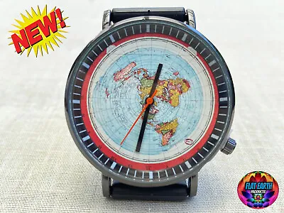 Wristwatch Flat Earth Gleason's Map Blue Watch Men Women Azimuthal Equidistant • $25.95