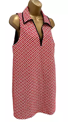 Zara Pinafore Dress Size M Red & Black Collared Sleevess Length 33 Inch • $17.67