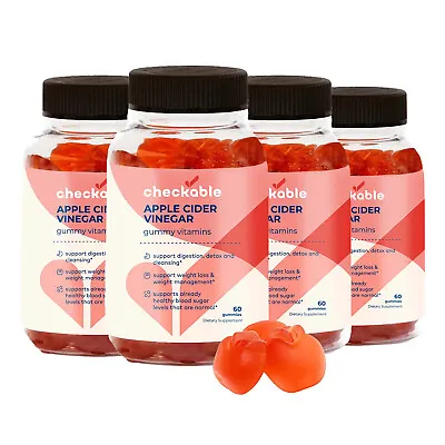 Checkable® Apple Cider Vinegar Gummy 1000MG Vitamin B12 Folate Weight Loss - 4PK • $64.99