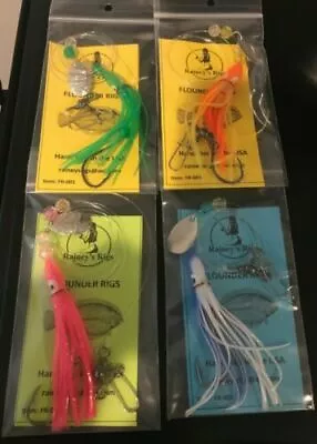 Flounder Fluke Fishing Rigs (4) Hoochie Squid Spinner Blade And Beads • $18