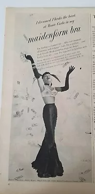 1951 Women's Maidenform Bra I Dreamed I Broke The Bank At Monte Carlo Ad • $5.99