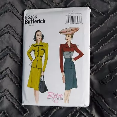 NIP Butterick 6286 Retro Vintage 1940s Jacket Skirt Sewing Pattern Size 8-16 • $9.99